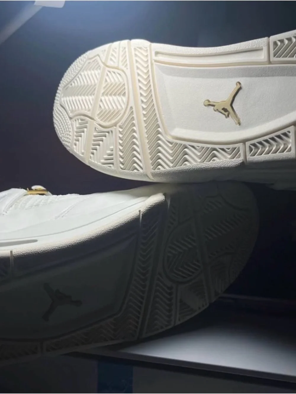 Jordan Men’s White Leather Sneakers with Gold Eyelets